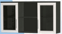 Антресоль большая с двумя стеклодверями ДЛЯ ГОСТИНОЙ АБС-2 Венге/Дуб выбеленный в Шарыпово - sharypovo.katalogmebeli.com | фото