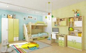 Детская комната Эппл (Зеленый/Белый/корпус Клен) в Шарыпово - sharypovo.katalogmebeli.com | фото 3