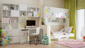 Детская комната Флер (Белый/корпус Выбеленное дерево) в Шарыпово - sharypovo.katalogmebeli.com | фото 2