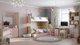 Детская комната Грэйси (Розовый/Серый/корпус Клен) в Шарыпово - sharypovo.katalogmebeli.com | фото 12