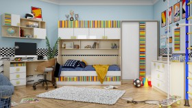 Детская комната Клаксон без машинок (Белый/корпус Клен) в Шарыпово - sharypovo.katalogmebeli.com | фото 5