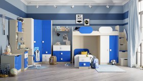 Детская комната Скай Люкс (Синий/Белый/корпус Клен) в Шарыпово - sharypovo.katalogmebeli.com | фото 7