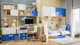 Детская комната Скай Люкс (Синий/Белый/корпус Клен) в Шарыпово - sharypovo.katalogmebeli.com | фото 9