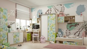 Детская комната Твит (Белый/Зеленый/корпус Клен) в Шарыпово - sharypovo.katalogmebeli.com | фото