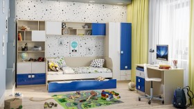Диван-кровать Скай люкс (Синий/Белый/корпус Клен) в Шарыпово - sharypovo.katalogmebeli.com | фото 2