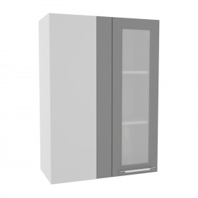 Гарда ВПУС 650 шкаф верхний угловой со стеклом высокий (Белый/корпус Серый) в Шарыпово - sharypovo.katalogmebeli.com | фото
