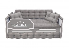 Кровать 160 серии Спорт 2 ящика 45 Серый (подушки) в Шарыпово - sharypovo.katalogmebeli.com | фото