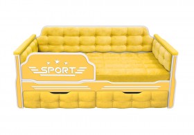 Кровать 160 серии Спорт 2 ящика 74 Жёлтый (мягкие боковые накладки) в Шарыпово - sharypovo.katalogmebeli.com | фото