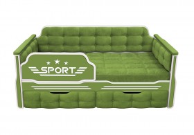 Кровать 160 серии Спорт 2 ящика 76 Зелёный (мягкие боковые накладки) в Шарыпово - sharypovo.katalogmebeli.com | фото