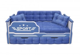 Кровать 160 серии Спорт 2 ящика 85 Синий (подушки) в Шарыпово - sharypovo.katalogmebeli.com | фото