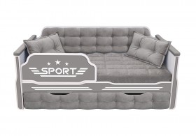 Кровать 190 серии Спорт 1 ящик 45 Серый (подушки) в Шарыпово - sharypovo.katalogmebeli.com | фото