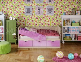 Кровать Бабочки 1,6м (Сиреневый металлик) в Шарыпово - sharypovo.katalogmebeli.com | фото