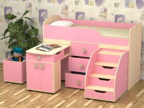 Кровать детская Фея 1.6 Дуб молочный/Розовый в Шарыпово - sharypovo.katalogmebeli.com | фото