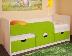 Кровать детская Минима 1,86м с ящиками (дуб атланта/лайм глянец) в Шарыпово - sharypovo.katalogmebeli.com | фото