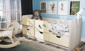 Кровать детская Минима Лего 1,6м (дуб атланта/крем) в Шарыпово - sharypovo.katalogmebeli.com | фото 1