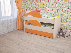 Кровать детская Радуга 1600 Млечный дуб/Оранжевый в Шарыпово - sharypovo.katalogmebeli.com | фото 1