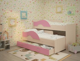 Кровать детская Радуга 1600 Млечный дуб/Розовый в Шарыпово - sharypovo.katalogmebeli.com | фото