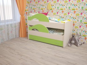 Кровать детская Радуга 1600 Млечный дуб/Салатовый в Шарыпово - sharypovo.katalogmebeli.com | фото