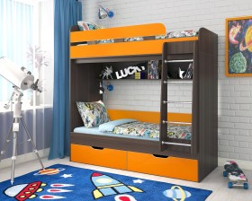 Кровать двухъярусная Юниор-5  Бодего/Оранжевый в Шарыпово - sharypovo.katalogmebeli.com | фото