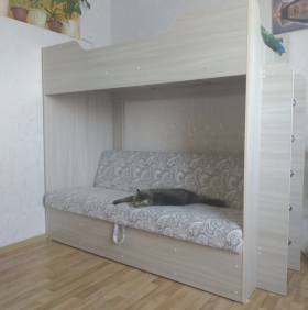 Кровать двухъярусная с диваном (Беленый дуб) в Шарыпово - sharypovo.katalogmebeli.com | фото 1