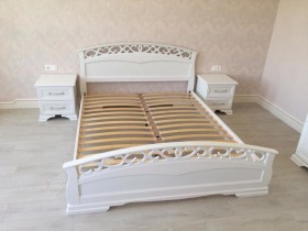 Кровать Грация-1 из массива сосны 1600*2000 Белый античный в Шарыпово - sharypovo.katalogmebeli.com | фото 9