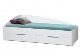 Кровать одинарная "Фея - 3" (асимметричная) (2000х900) New/(белый / белый / ДВПО белый) в Шарыпово - sharypovo.katalogmebeli.com | фото