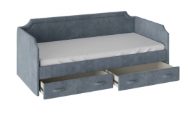 Кровать с мягкой обивкой и ящиками «Кантри» Тип 1 (900) (Замша синяя) в Шарыпово - sharypovo.katalogmebeli.com | фото 2