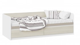 Кровать «Сканди» с 2 ящиками Дуб Гарден/Белый/Глиняный серый в Шарыпово - sharypovo.katalogmebeli.com | фото