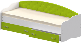 Кровать Софа-7 с мягкой спинкой (800х1900) Белый/Лайм в Шарыпово - sharypovo.katalogmebeli.com | фото