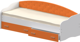 Кровать Софа-7 с мягкой спинкой (800х1900) Белый/Оранжевый в Шарыпово - sharypovo.katalogmebeli.com | фото 1