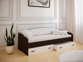 Кровать Софа-7 с мягкой спинкой (800х1900) Венге/ Белый в Шарыпово - sharypovo.katalogmebeli.com | фото