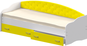 Кровать Софа-8 с мягкой спинкой (900х1900) Белый/Желтый в Шарыпово - sharypovo.katalogmebeli.com | фото