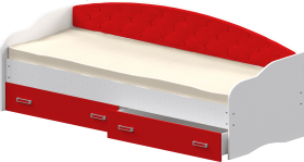 Кровать Софа-8 с мягкой спинкой (900х1900) Белый/Красный в Шарыпово - sharypovo.katalogmebeli.com | фото