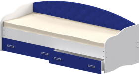Кровать Софа-8 с мягкой спинкой (900х1900) Белый/Синий в Шарыпово - sharypovo.katalogmebeli.com | фото