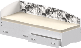 Кровать Софа-9 с мягкой спинкой с рисунком Милана (900х1900) Белый в Шарыпово - sharypovo.katalogmebeli.com | фото
