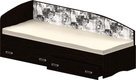Кровать Софа-9 с мягкой спинкой с рисунком Милана (900х1900) Венге в Шарыпово - sharypovo.katalogmebeli.com | фото