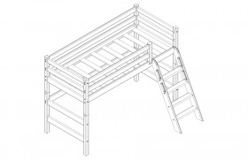 Кровать Соня вариант 6 полувысокая с наклонной лестницей Лаванда в Шарыпово - sharypovo.katalogmebeli.com | фото 2
