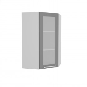 Квадро ВПУС 550 шкаф верхний угловой со стеклом высокий (Железо/корпус Серый) в Шарыпово - sharypovo.katalogmebeli.com | фото