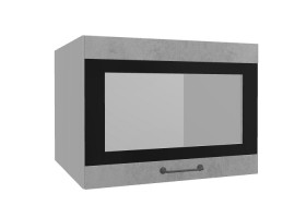 Лофт ВПГСФ 600 шкаф верхний горизонтальный со стеклом высокий с фотопечатью (Бетон светлый/корпус Серый) в Шарыпово - sharypovo.katalogmebeli.com | фото