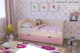 Мальвина Кровать детская 2 ящика 1.6 Розовыйй глянец в Шарыпово - sharypovo.katalogmebeli.com | фото