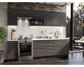 Модульная кухня Бруклин 2,8 м (Бетон черный/Венге) в Шарыпово - sharypovo.katalogmebeli.com | фото