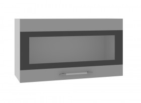 Ройс ВПГСФ 800 Шкаф верхний горизонтальный со стеклом с фотопечатью высокий (Черника софт/корпус Серый) в Шарыпово - sharypovo.katalogmebeli.com | фото