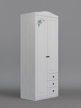 Шкаф 2-х створчатый с ящиками Бэлла (Выбеленное дерево/Белый) в Шарыпово - sharypovo.katalogmebeli.com | фото