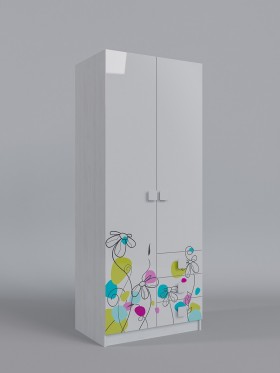 Шкаф 2-х створчатый с ящиками Флёр (Белый/корпус Выбеленное дерево) в Шарыпово - sharypovo.katalogmebeli.com | фото