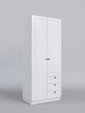 Шкаф 2-х створчатый с ящиками Классика (Белый/корпус Выбеленное дерево) в Шарыпово - sharypovo.katalogmebeli.com | фото 1