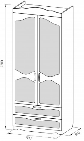 Шкаф 2-х створчатый с ящиками серии Иллюзия 33 сиреневый в Шарыпово - sharypovo.katalogmebeli.com | фото 2