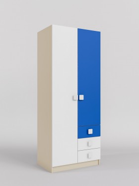 Шкаф 2-х створчатый с ящиками Скай (Синий/Белый/корпус Клен) в Шарыпово - sharypovo.katalogmebeli.com | фото