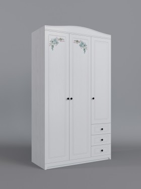 Шкаф 3-х створчатый с ящиками Бэлла (Выбеленное дерево/Белый) в Шарыпово - sharypovo.katalogmebeli.com | фото