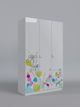 Шкаф 3-х створчатый с ящиками Флёр (Белый/корпус Выбеленное дерево) в Шарыпово - sharypovo.katalogmebeli.com | фото