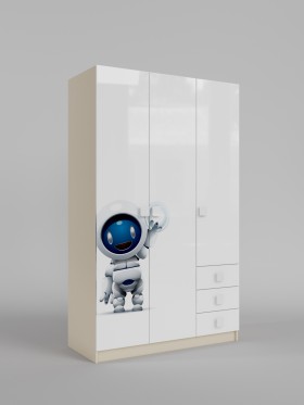 Шкаф 3-х створчатый с ящиками Санни (Белый/корпус Клен) в Шарыпово - sharypovo.katalogmebeli.com | фото